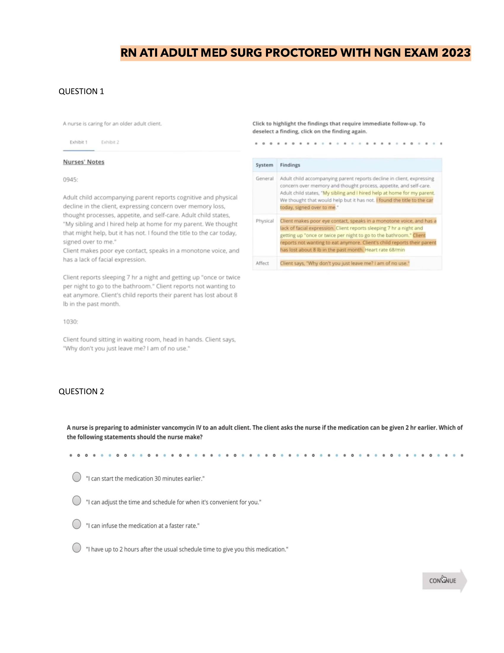 RN ATI ADULT MED SURG PROCTORED WITH NGN EXAM 2023/2024