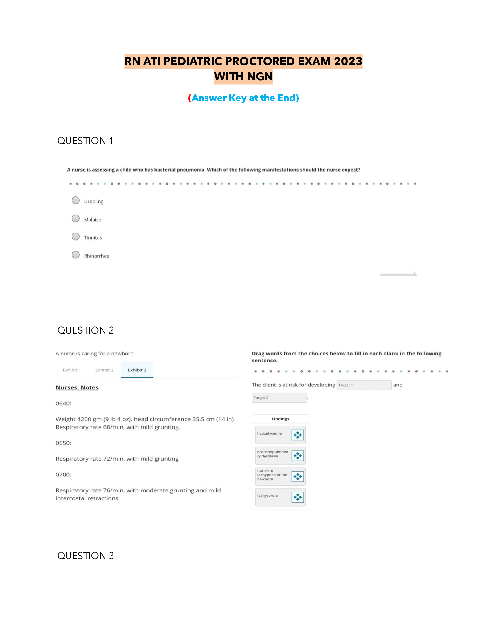 RN ATI Pediatric Proctored Exam 2023|2024 With NGN
