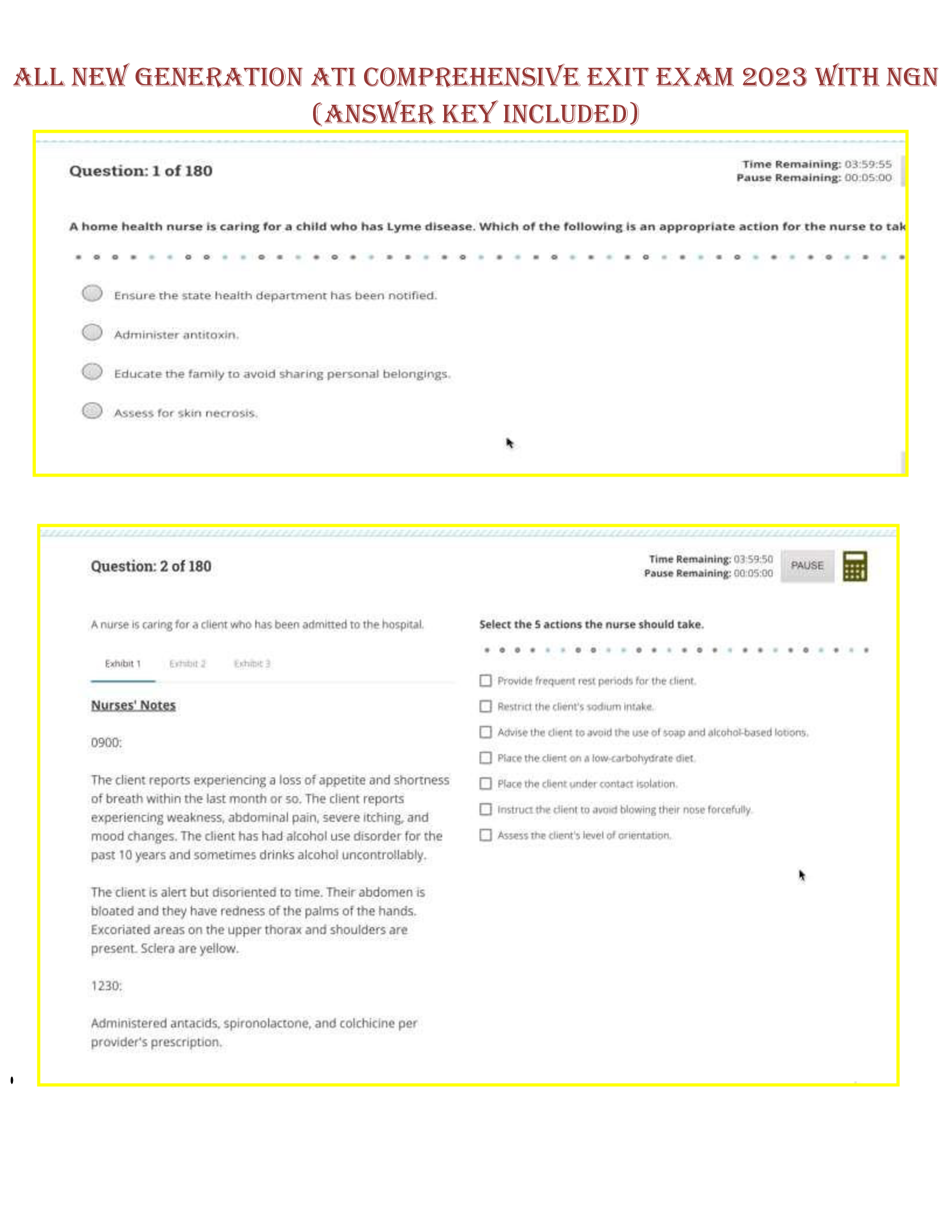 ATI COMPREHENSIVE EXIT EXAM WITH NGN FINAL EXAM