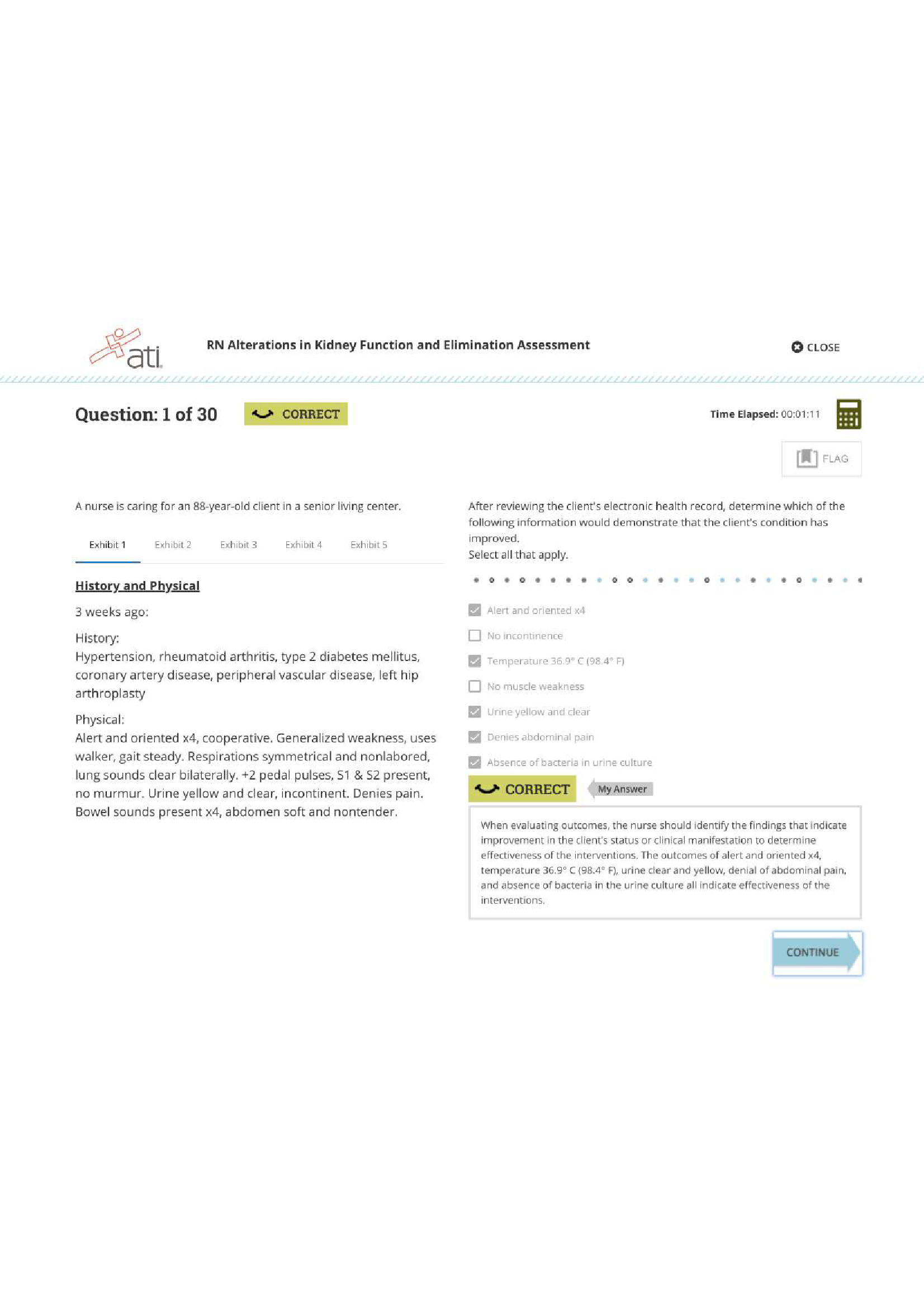 ATI RN MED SURG ALTERATIONS IN KIDNEY FUNCTION AND ELIMINATION EXAM NGN