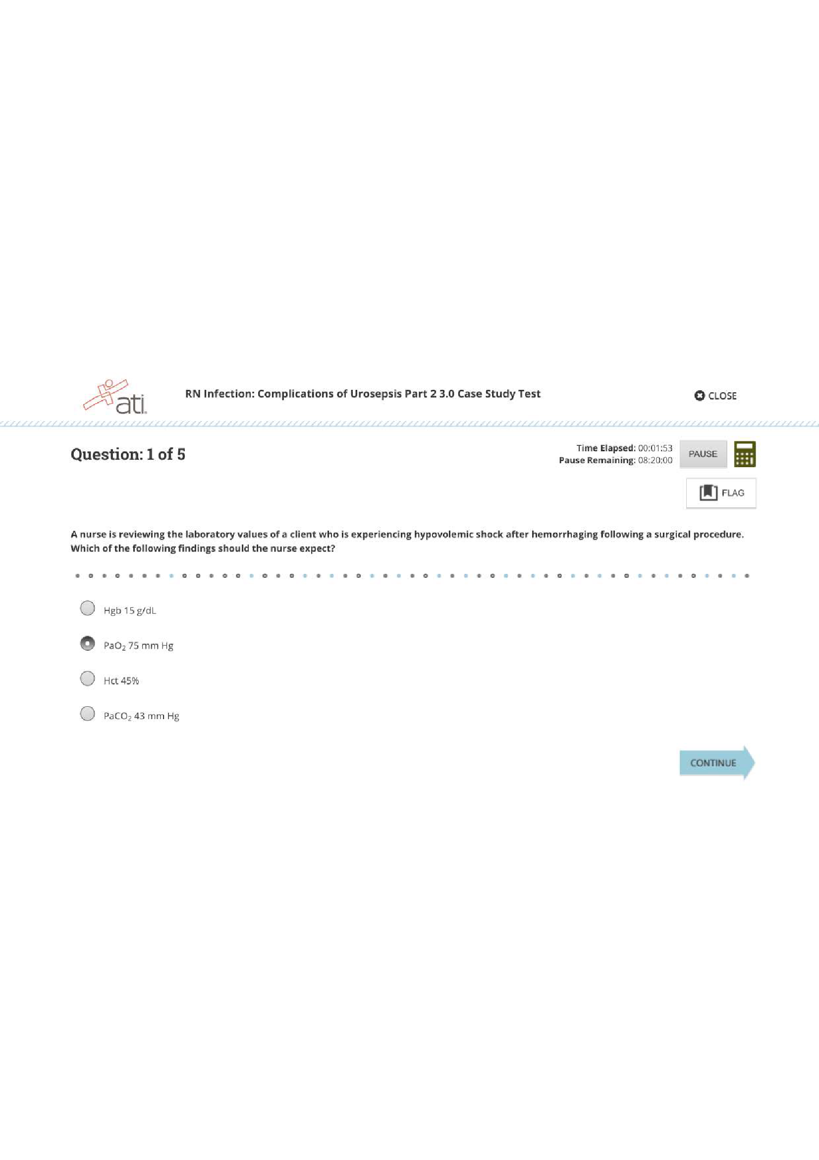 ATI MED SURG RN INFECTION COMPLICATIONS OF UROSEPSIS CASE STUDY TEST PART 2 EXAM 2024 NGN