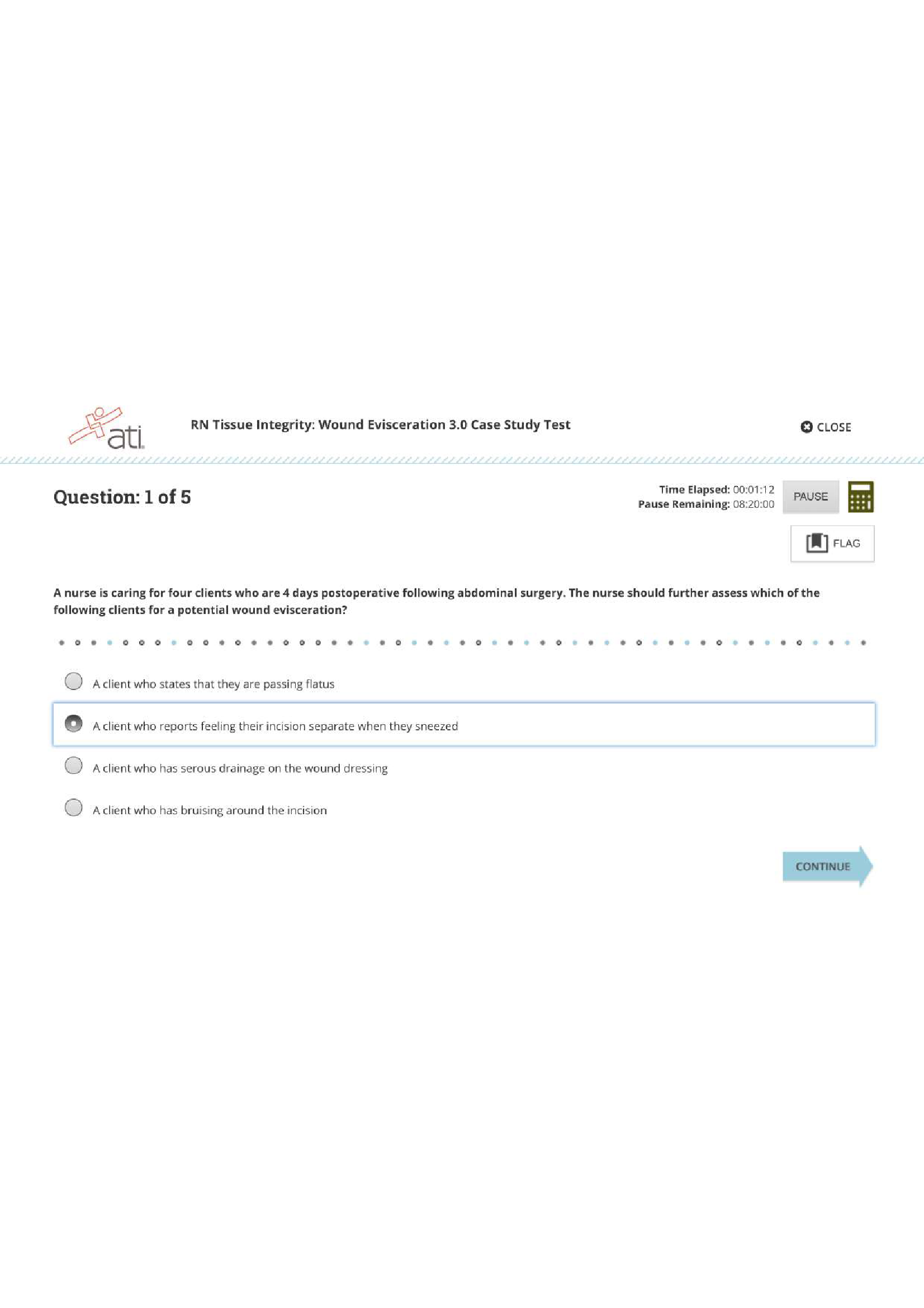 ATI MED SURG RN TISSUE INTERGRITY WOUND EVISCERATION ASSESTMENT TEST