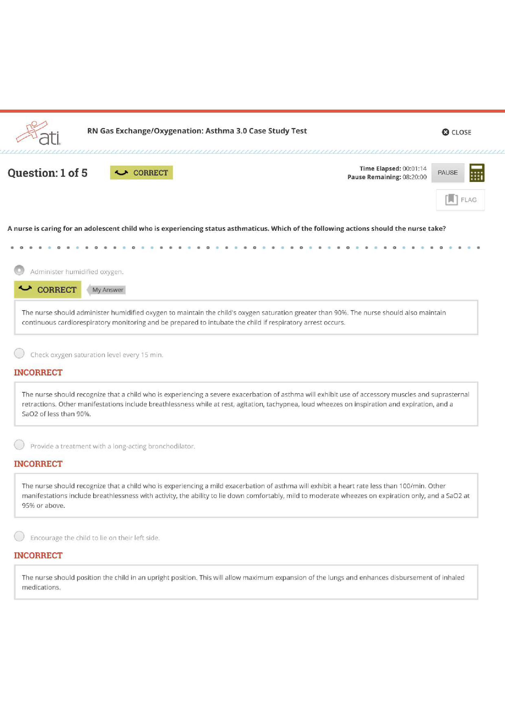 ATI RN GAS EXCHANGE OXYGENATION ASTHMA 3.0 CASE STUDY TEST