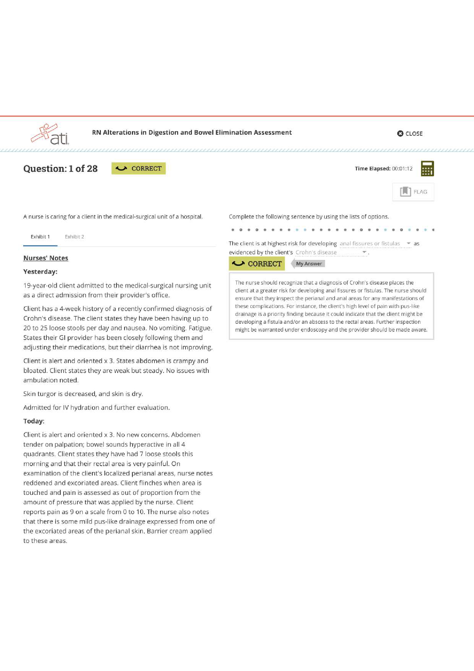 ATI MED SURG RN ALTERATIONS IN DIGESTION AND BOWEL ELIMINATION EXAM 2024