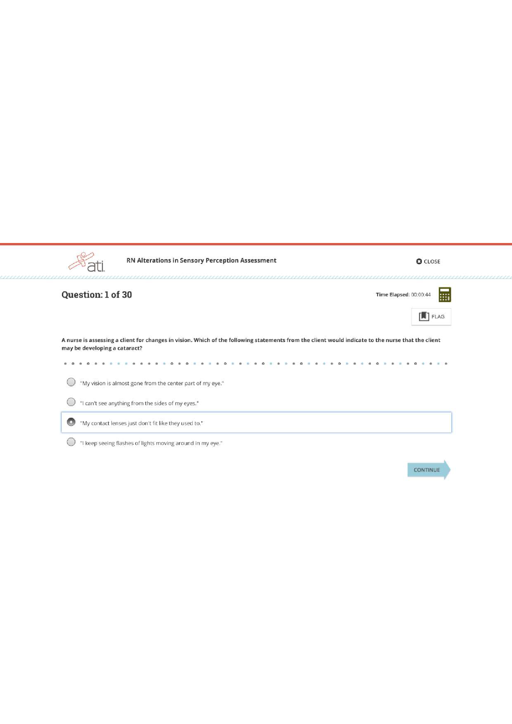 ATI MED SURG RN ALTERATIONS IN SENSORY PERCEPTION ASSESSMENT EXAM 2024 NGN