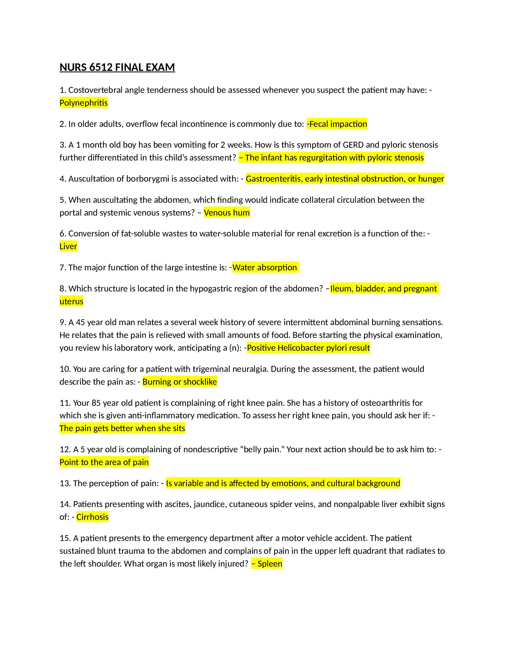 NURS 6512 FINAL EXAM