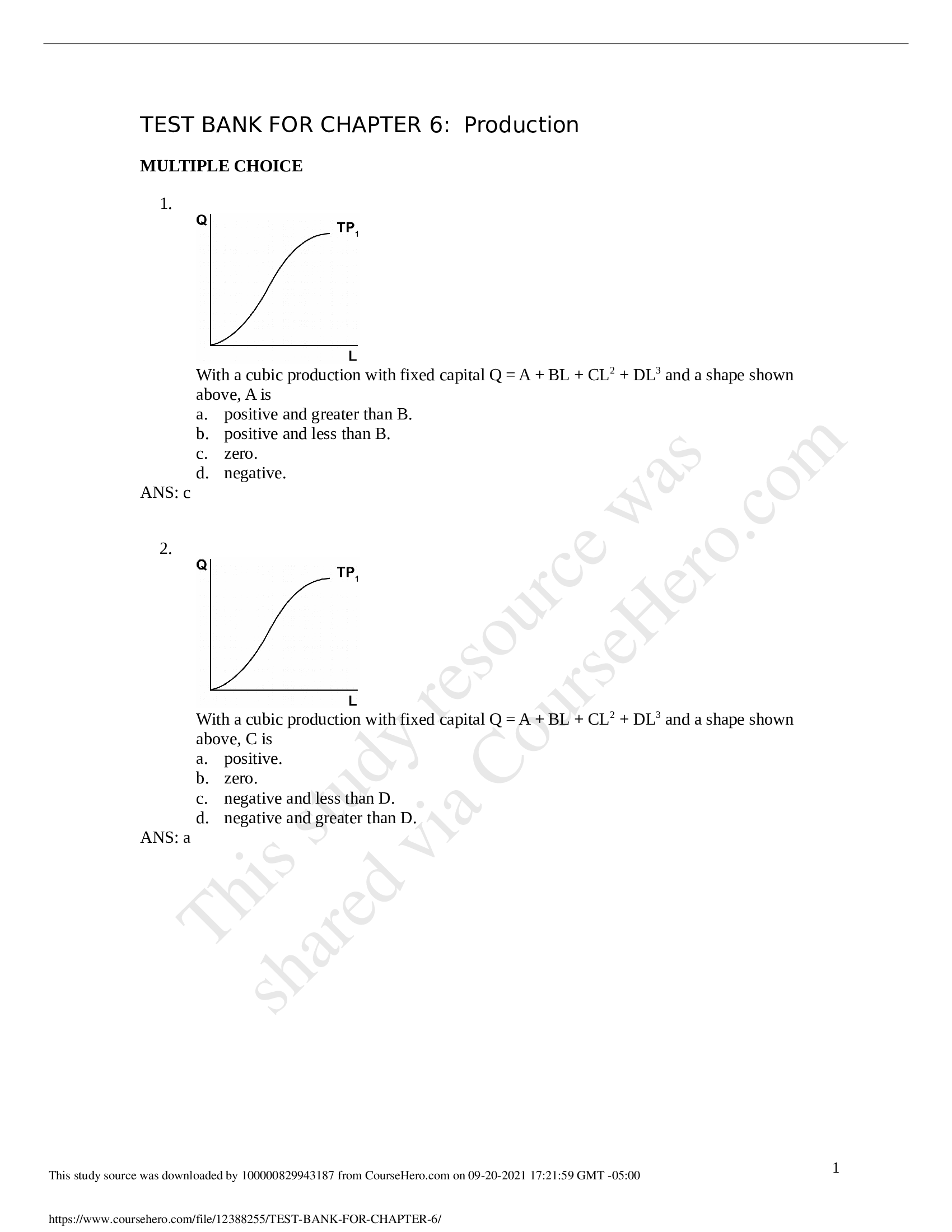 ECONOMICS 301 TEST BANK CHAPTER 6 LATEST