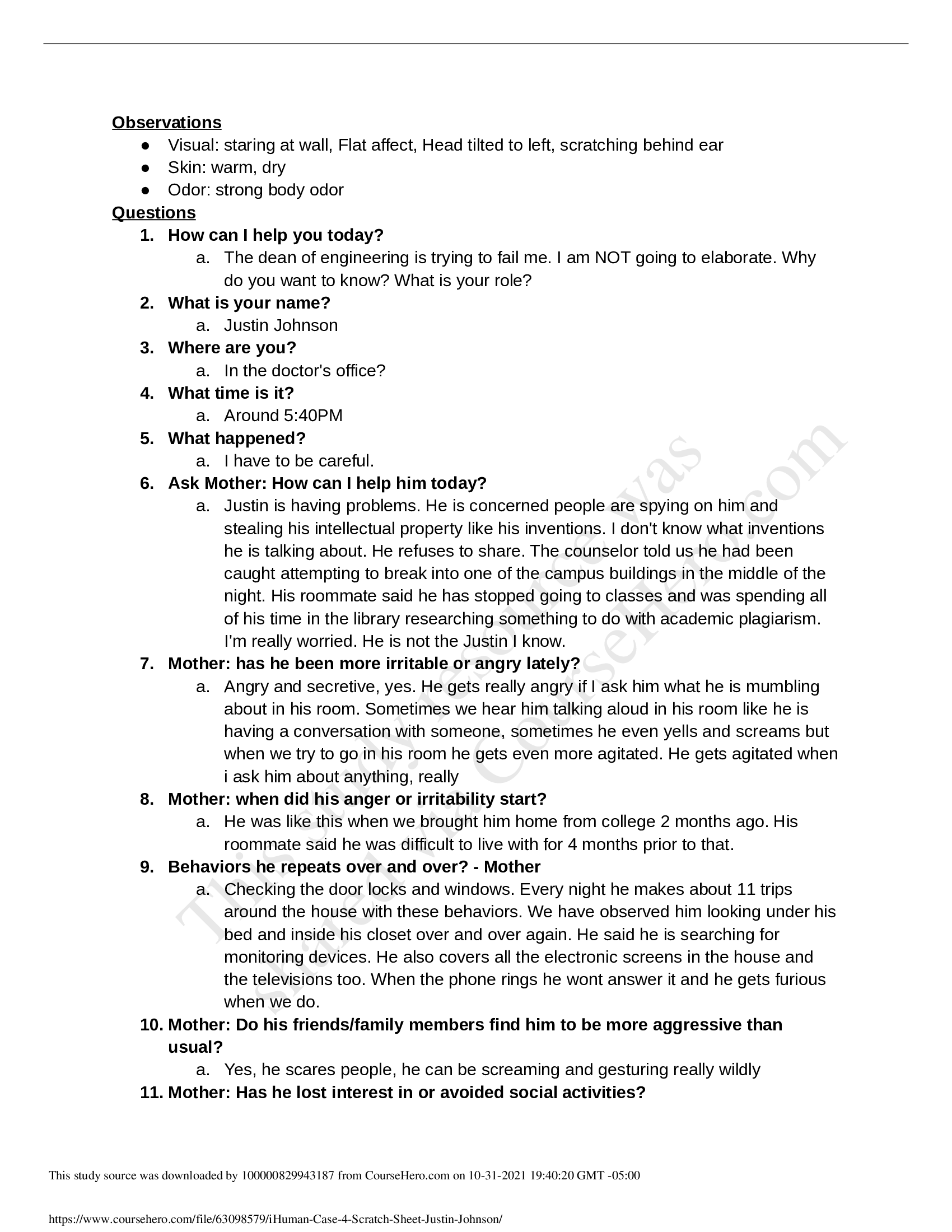 I Human Case 4 Scratch Sheet Justin Johnson latest document 2021