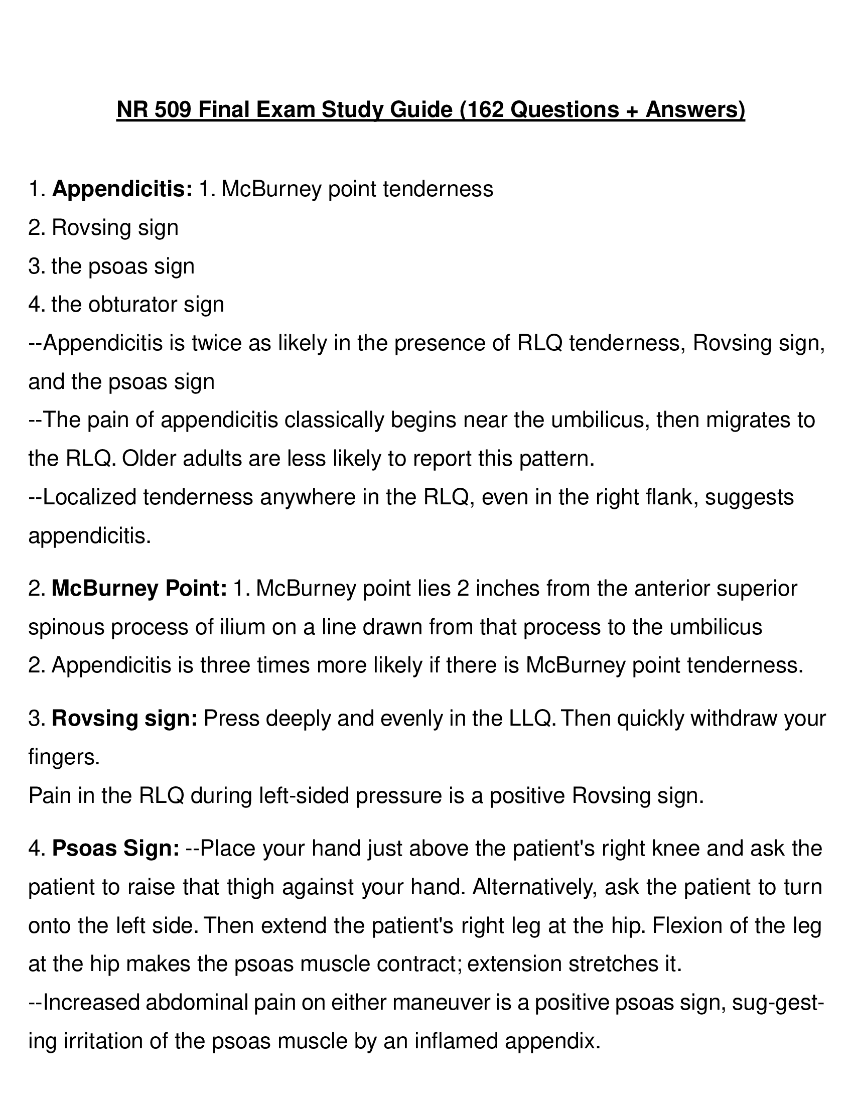 NR 509 Final Exam Study Guide 2023 (162 Questions + Answers)