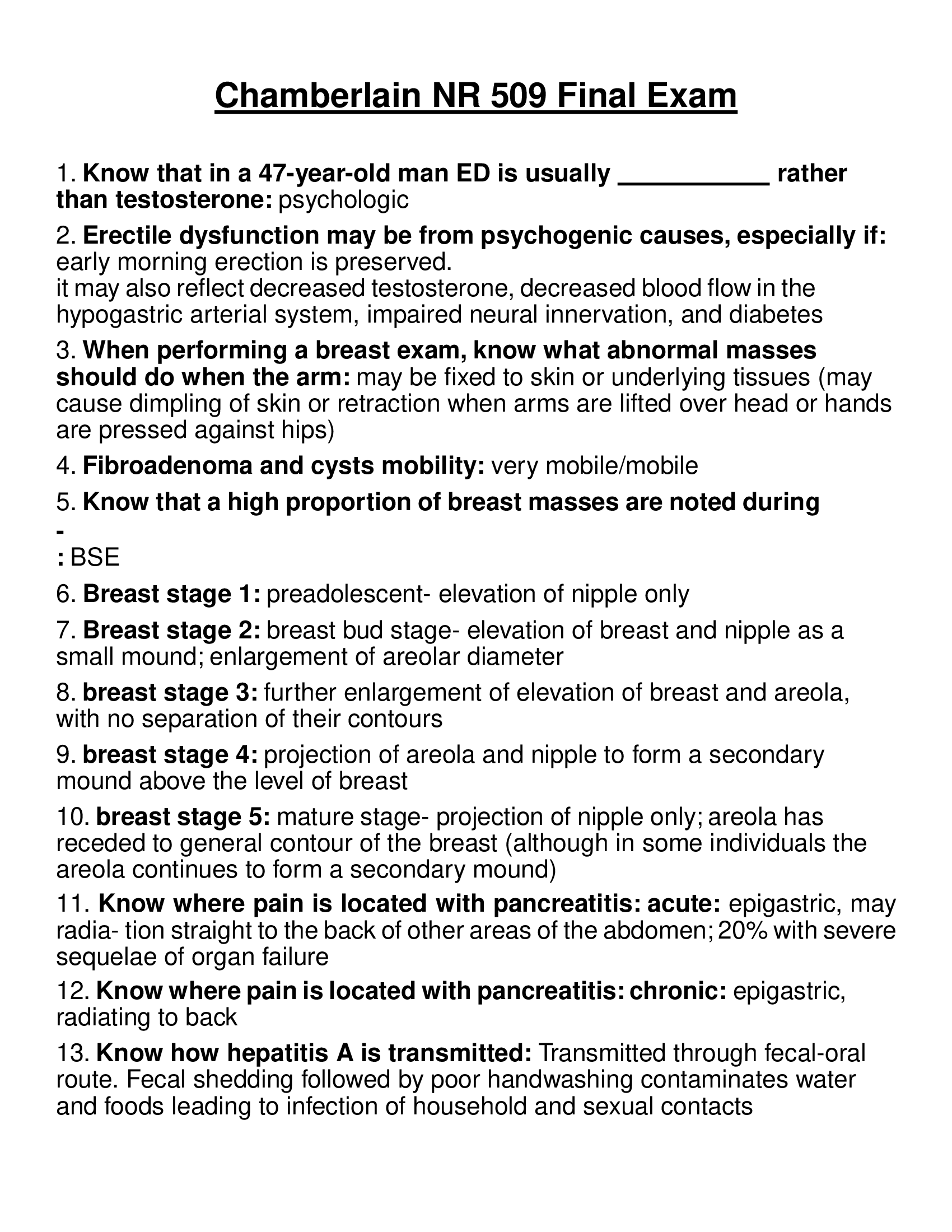 Chamberlain NR 509 Final Exam 2023
