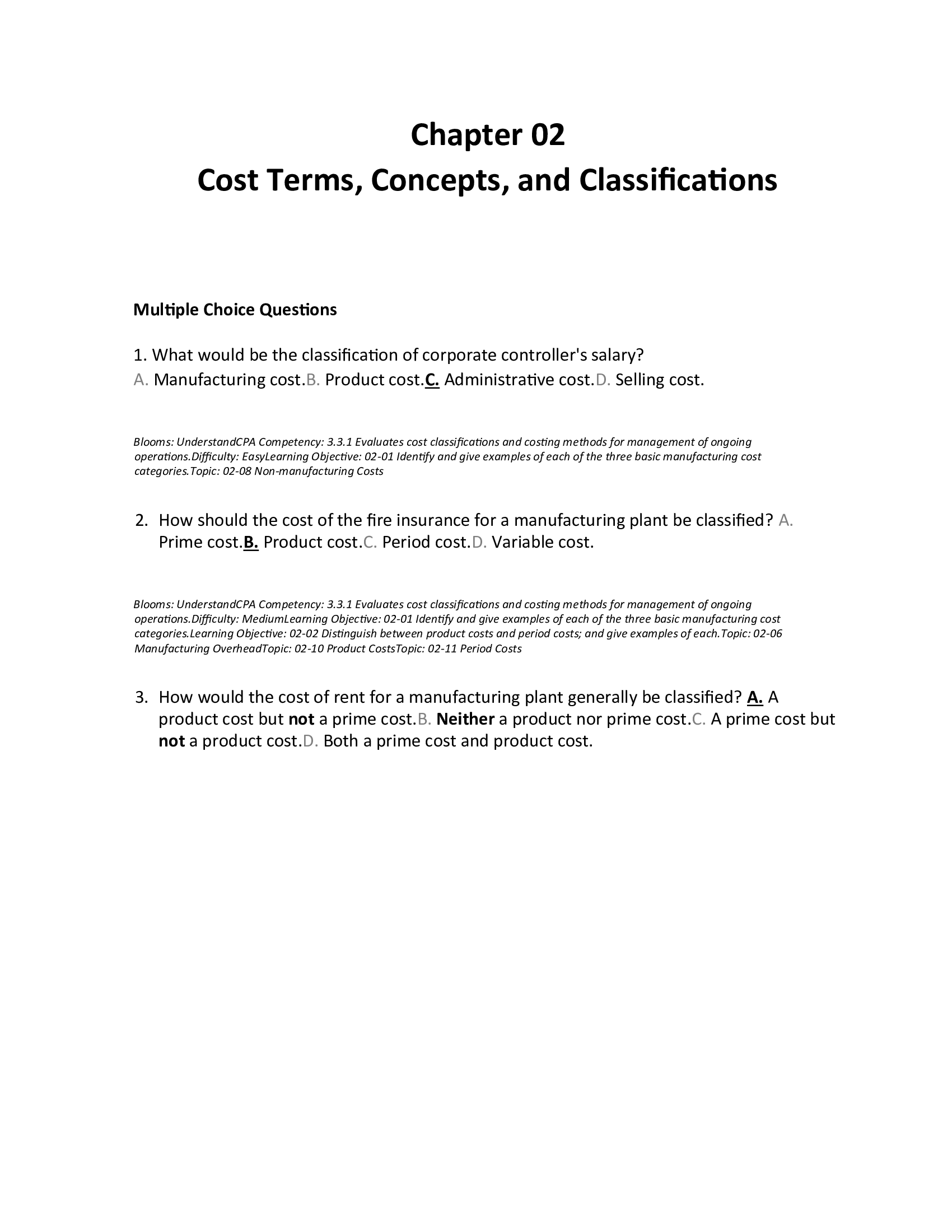 Cost Terms, Concepts, and Classifications