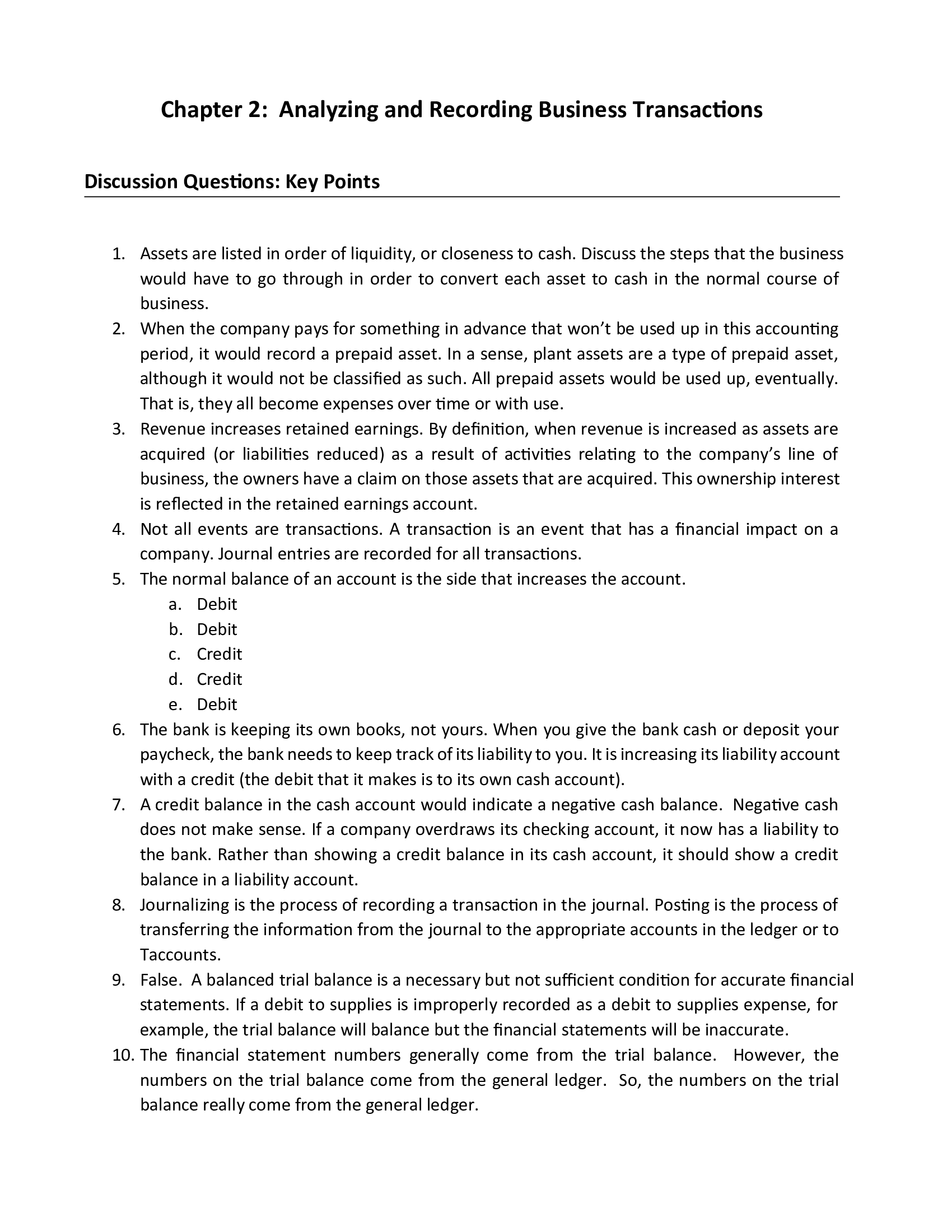 Analyzing and Recording Business Transactions