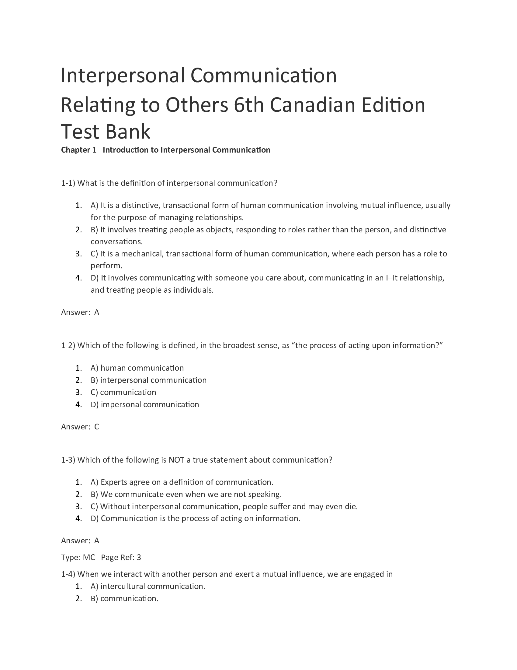 Interpersonal Communication  Relating to Others