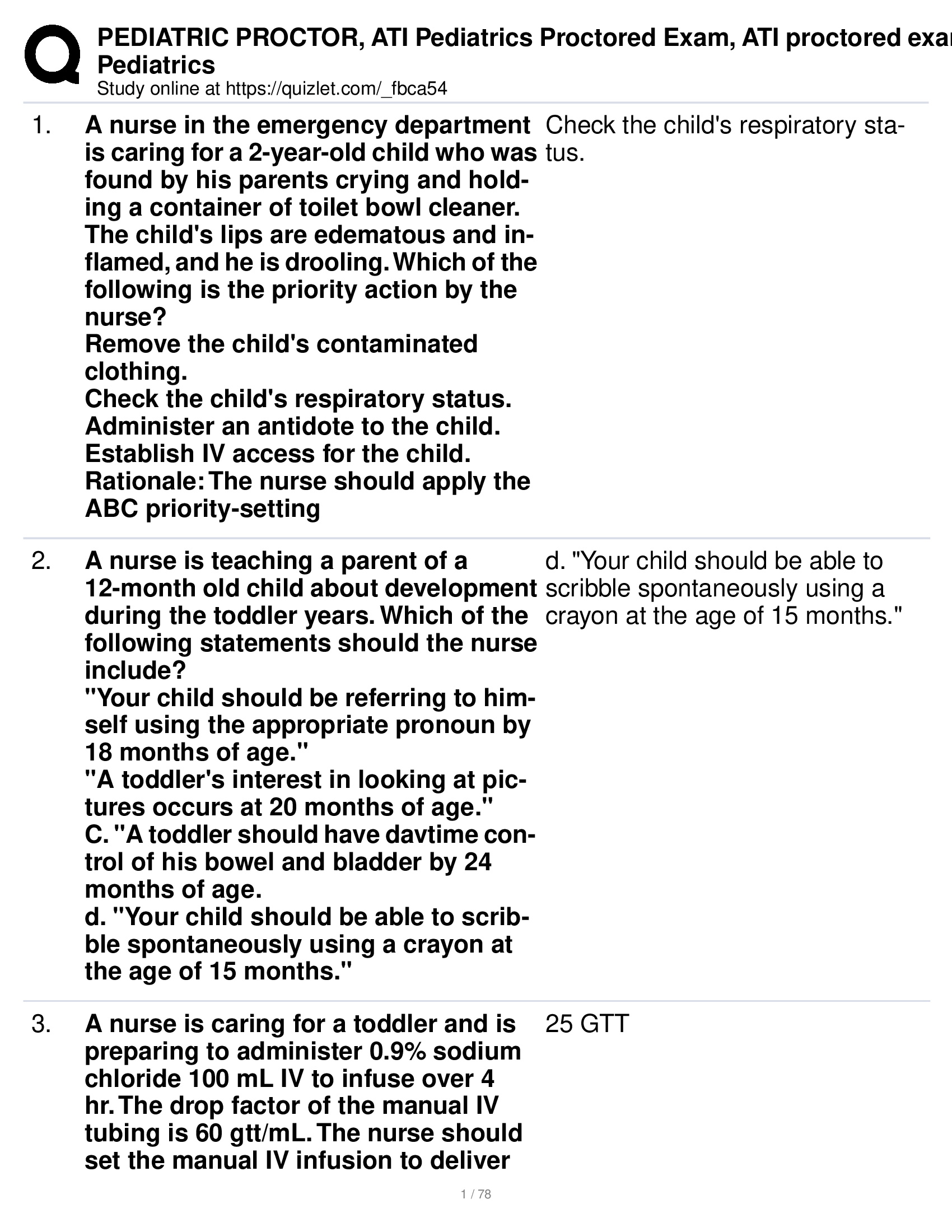 Ati rn pediatric proctored exam 7 versions latest 2020 21 all correct answers