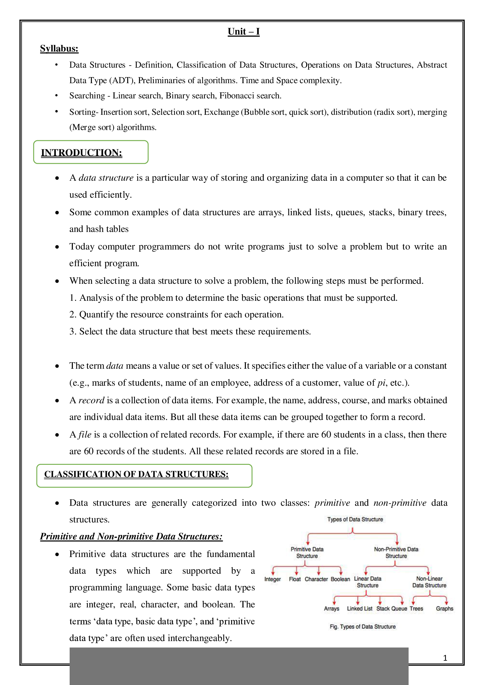 data structure computer science class notes