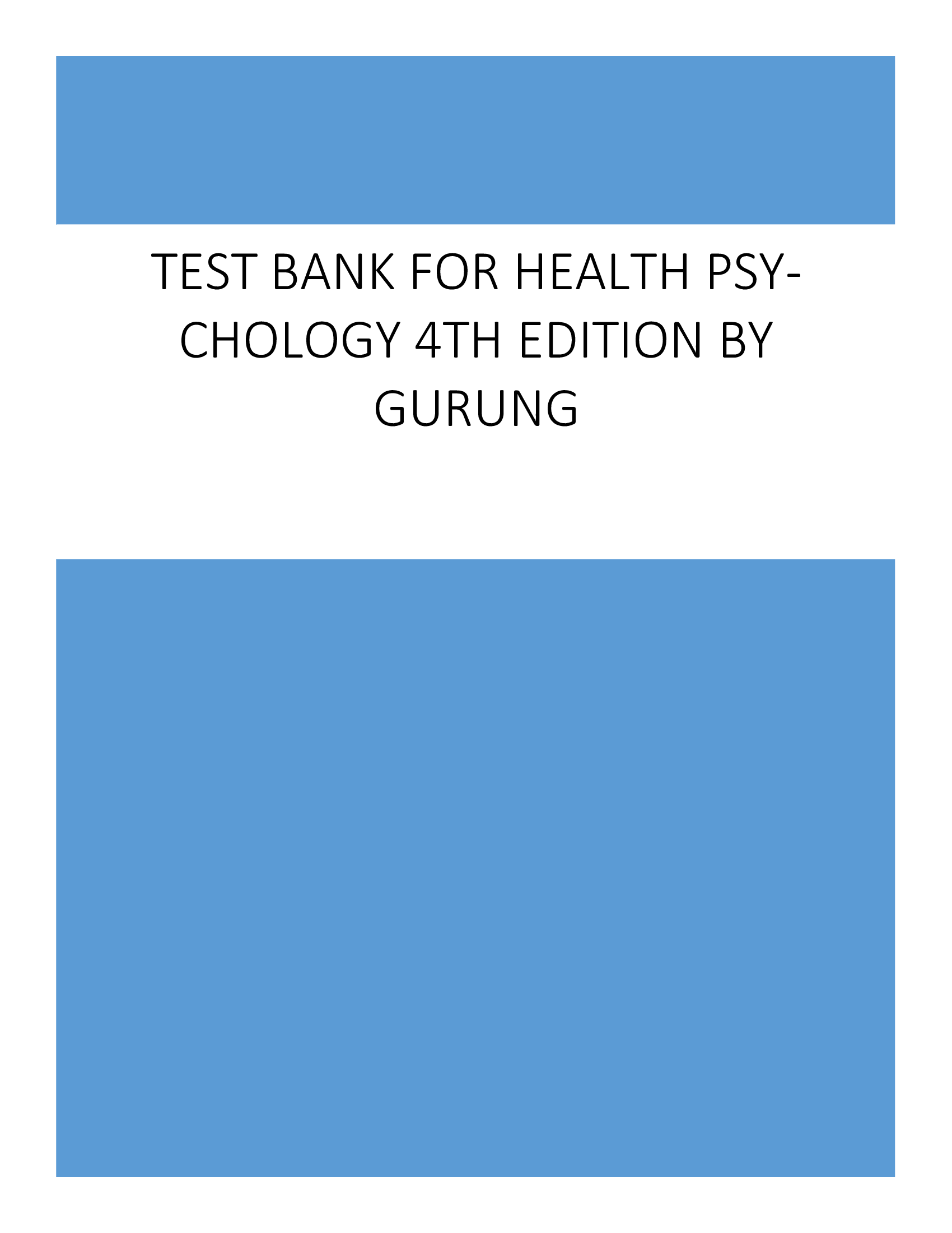 Test Bank for Health Psychology 4th Edition by Gurung