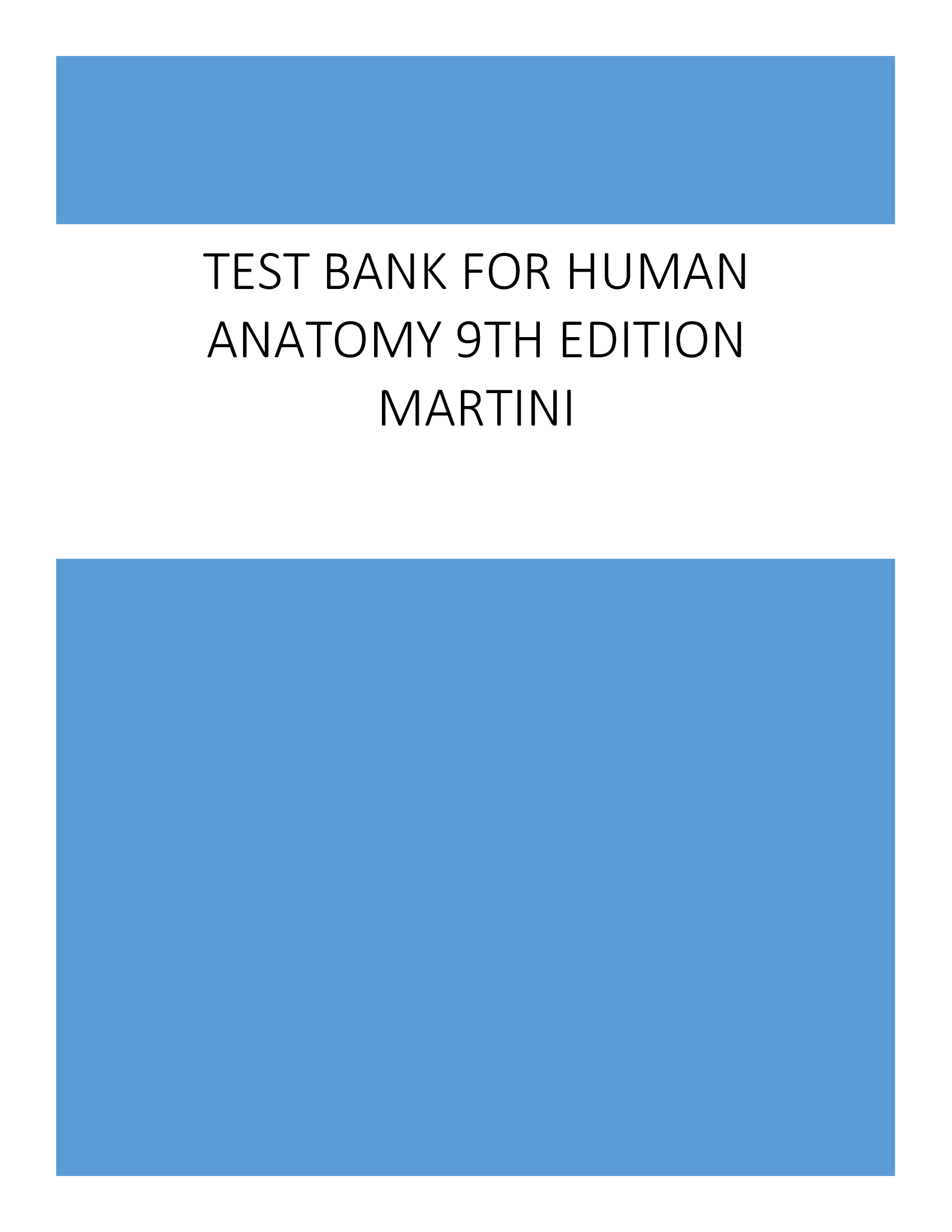 Test Bank for Human Anatomy 9th Edition Martini