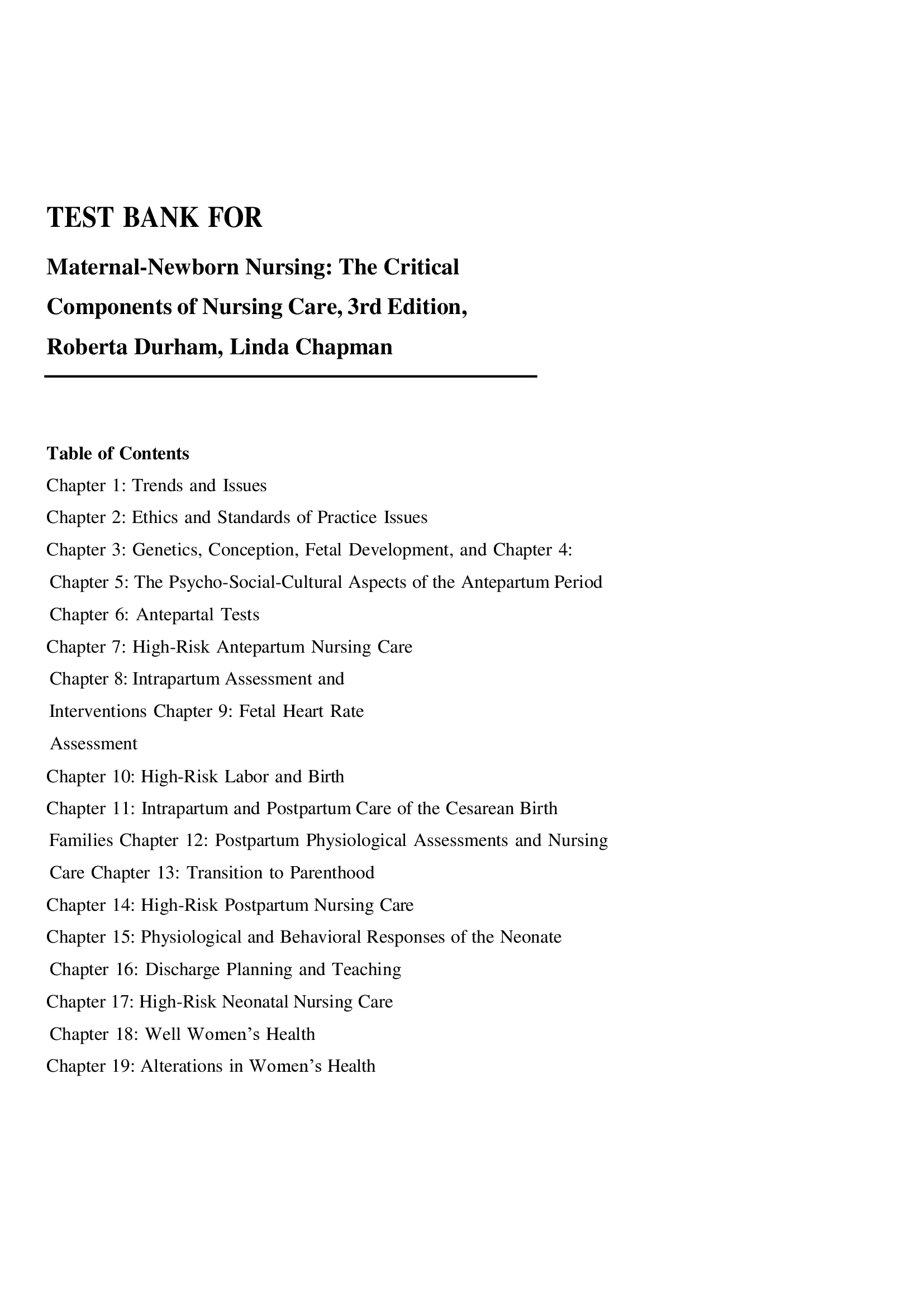 Test bank pediatric nursing the critical components of nursing care 3rd (2026)